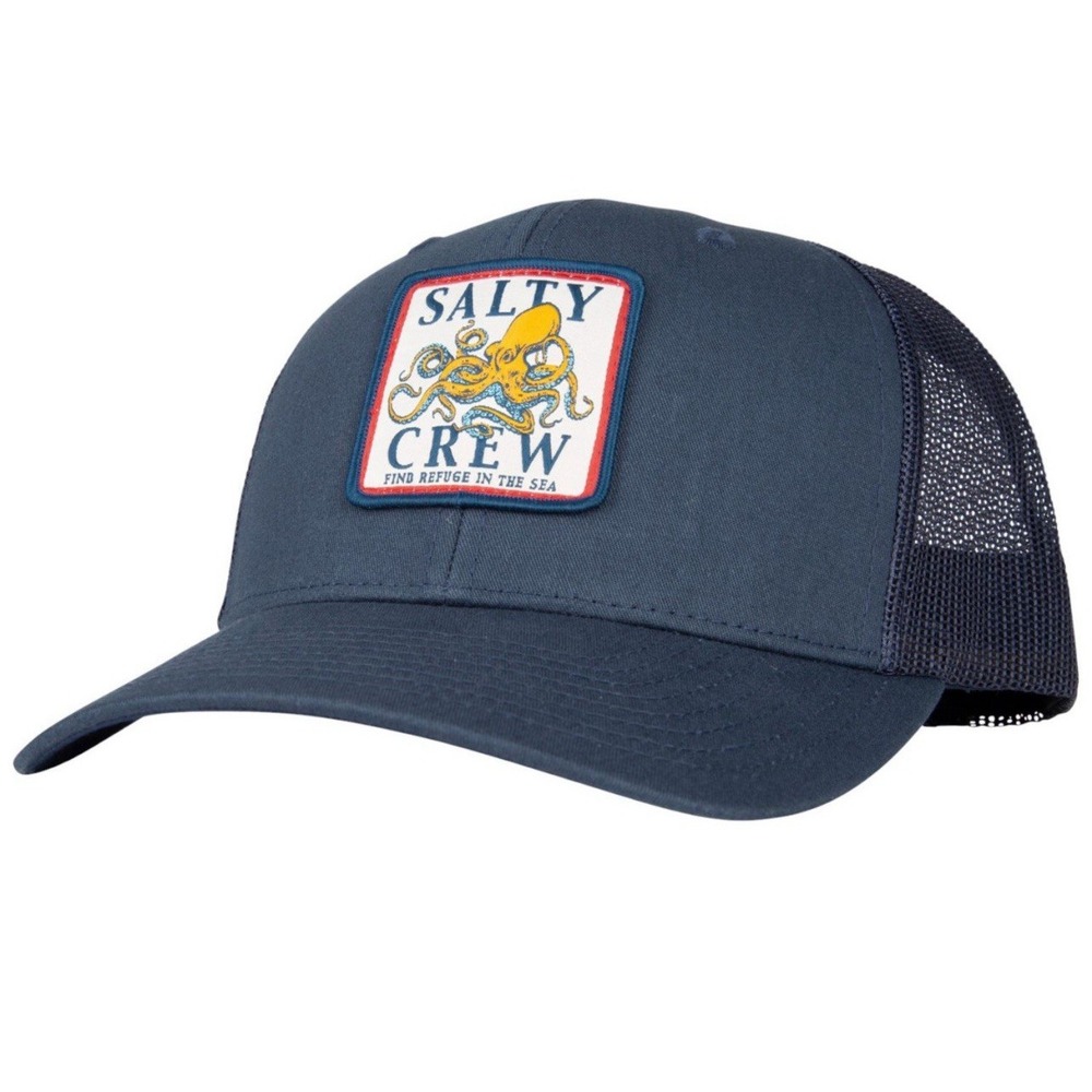 New Salty Crew Ink Slinger Retro Snapback Trucker Hat Navy 6-Panel Cap‎